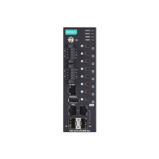 MOXA TWS-3010-SPE-8PB-2GC-T Two-wire Ethernet Switch