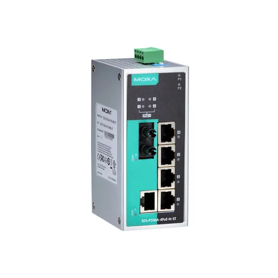 MOXA EDS-P206A-4PoE-M-ST-T Unmanaged Ethernet Switch